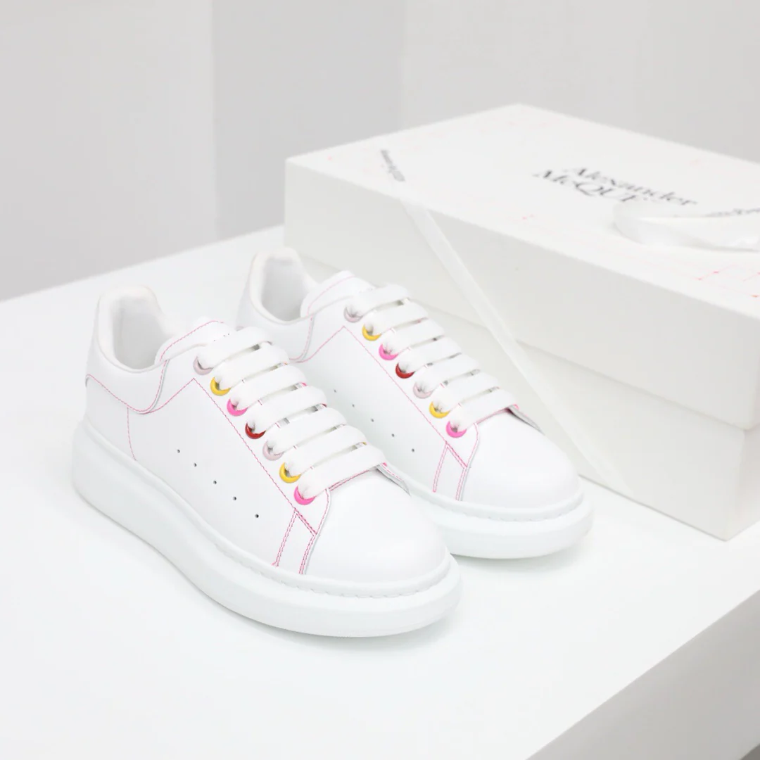 McQueen - Классические белые кроссовки - Розовые полоски