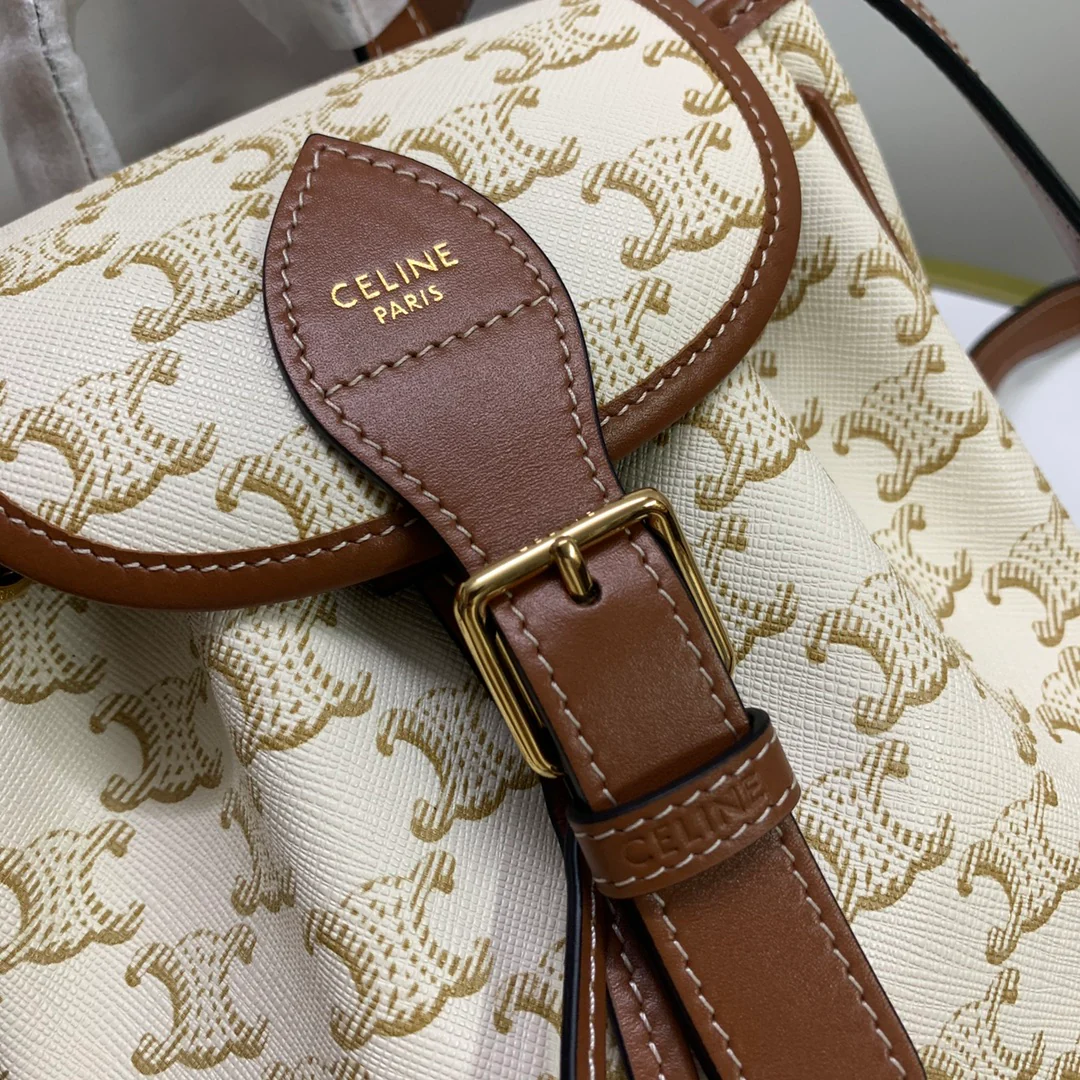 Рюкзак Celine с принтом ?Триумфальная арка? — бежевый