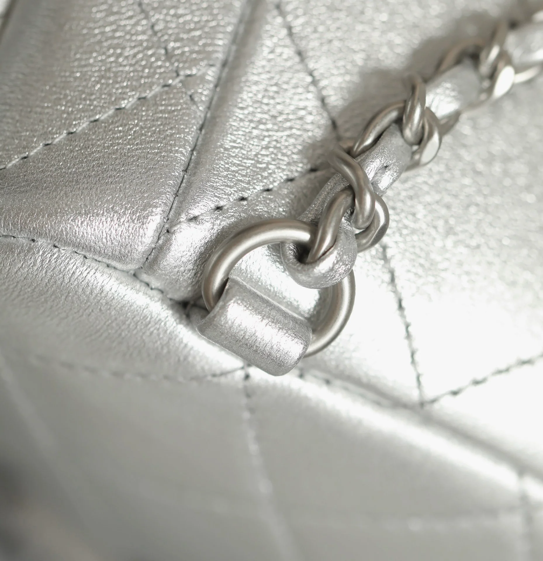 Рюкзак Chanel 25c на завязках - серебристый