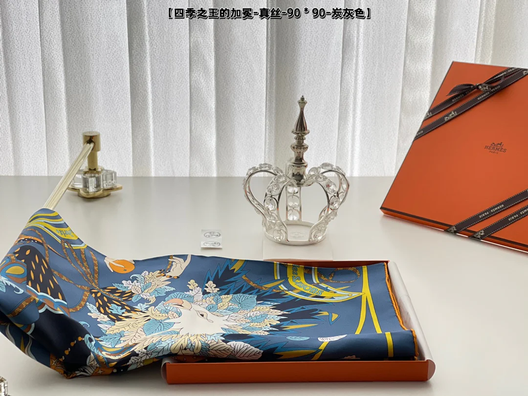 Шарф Hermes - Корона Короля Времен года - 90% шелк - Запечатанная коробка