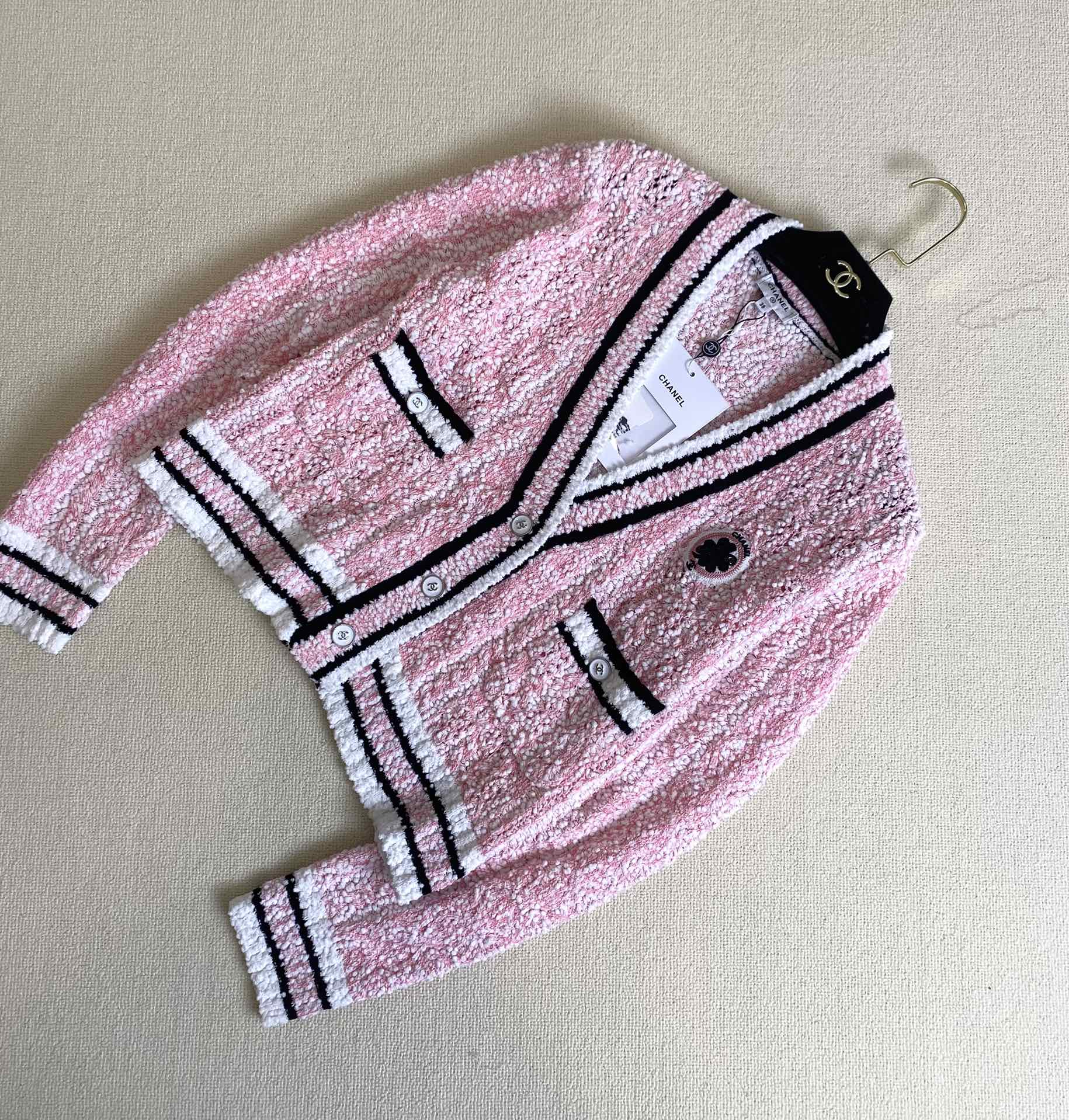 Вязаный кардиган Chanel 2403 ?Ранняя весна?, новинка, розовый.