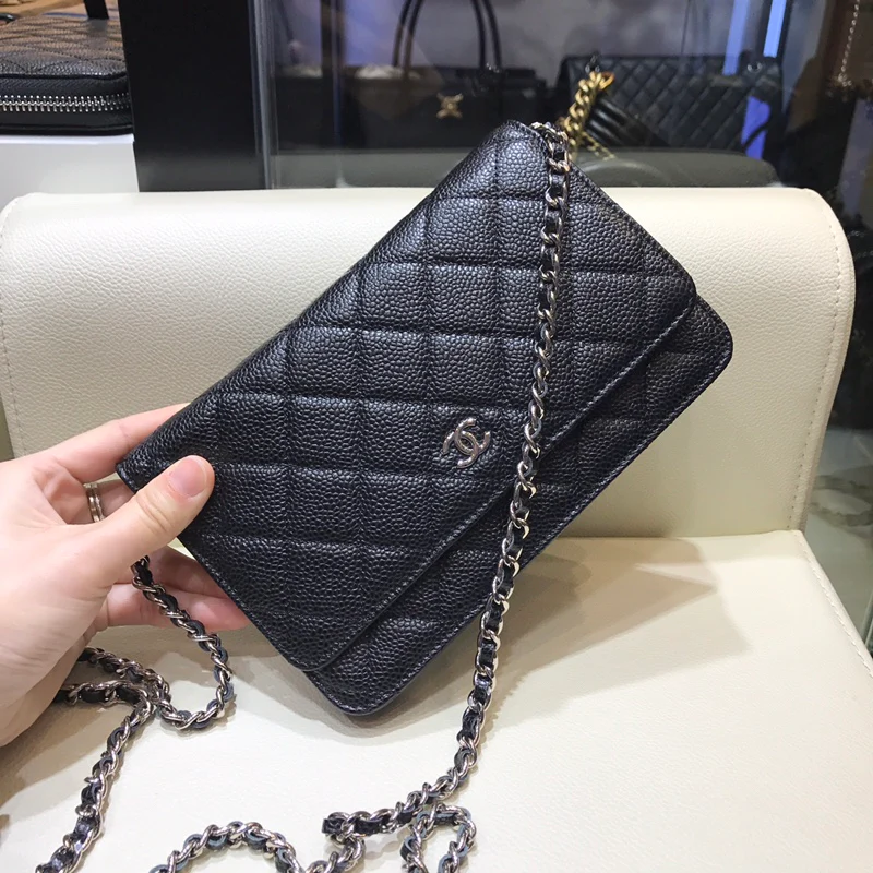 Chanel - Классические часы WOC - 19 см - Черные с серебряной пряжкой