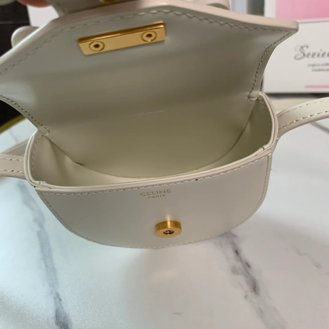 Сумка-седло Celine Cuir Besace - Мини - Белая