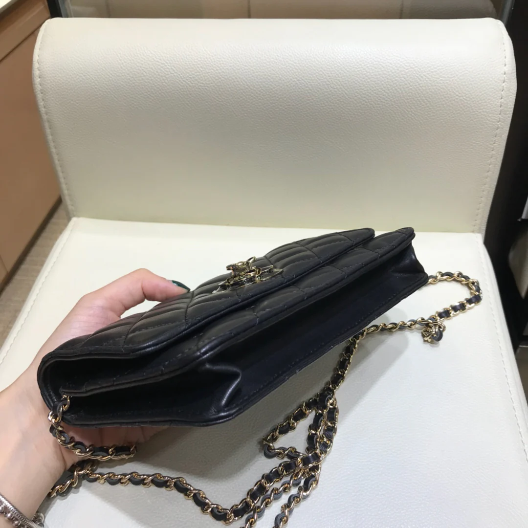 Chanel Camellia Enamel Button Lambkin WOC