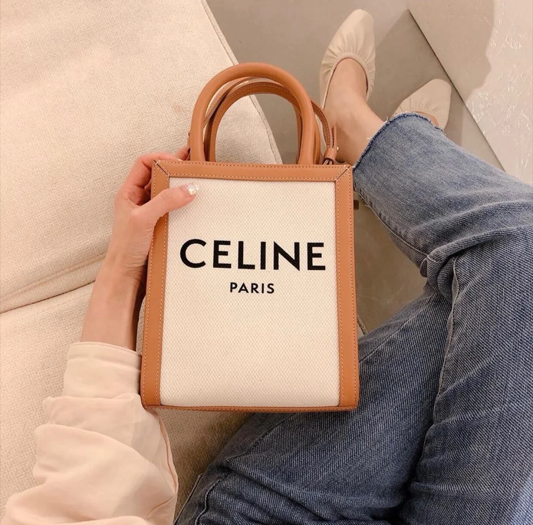 Миниатюрная вертикальная сумка Celine Cabas из кожи с принтом