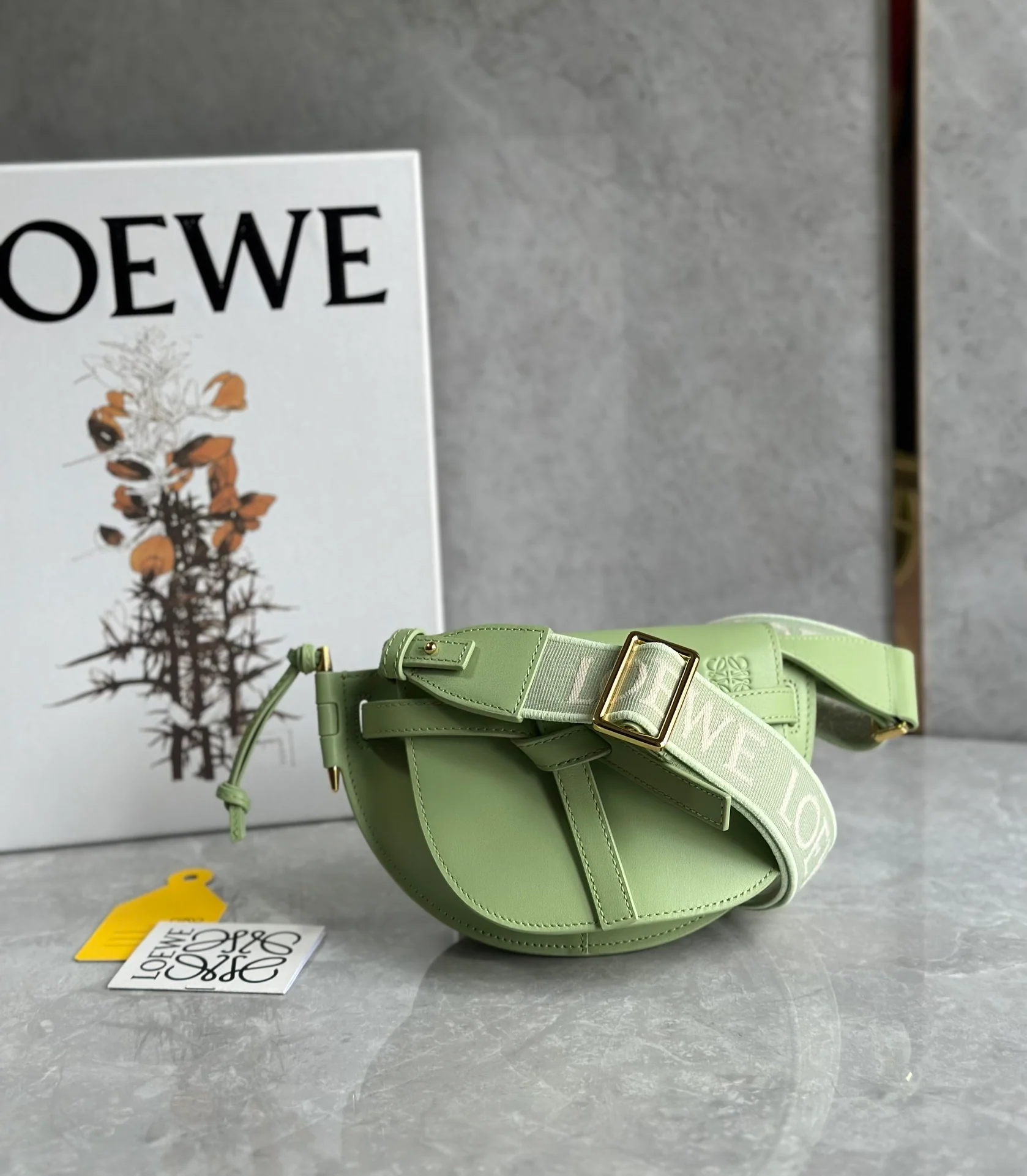 Сумка на два седла Loewe Gate Dual Mini Saddle Bag - травянисто-зеленого цвета.