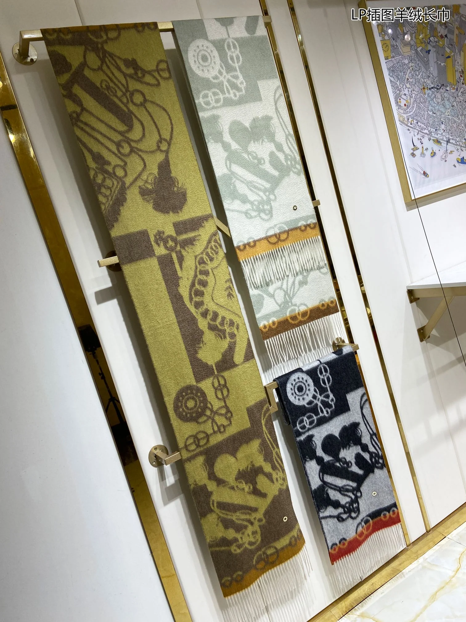 Loro Piana - Длинный кашемировый шарф с иллюстрацией - 33 см - 190 см - 100 г - Кашемир премиум-класса