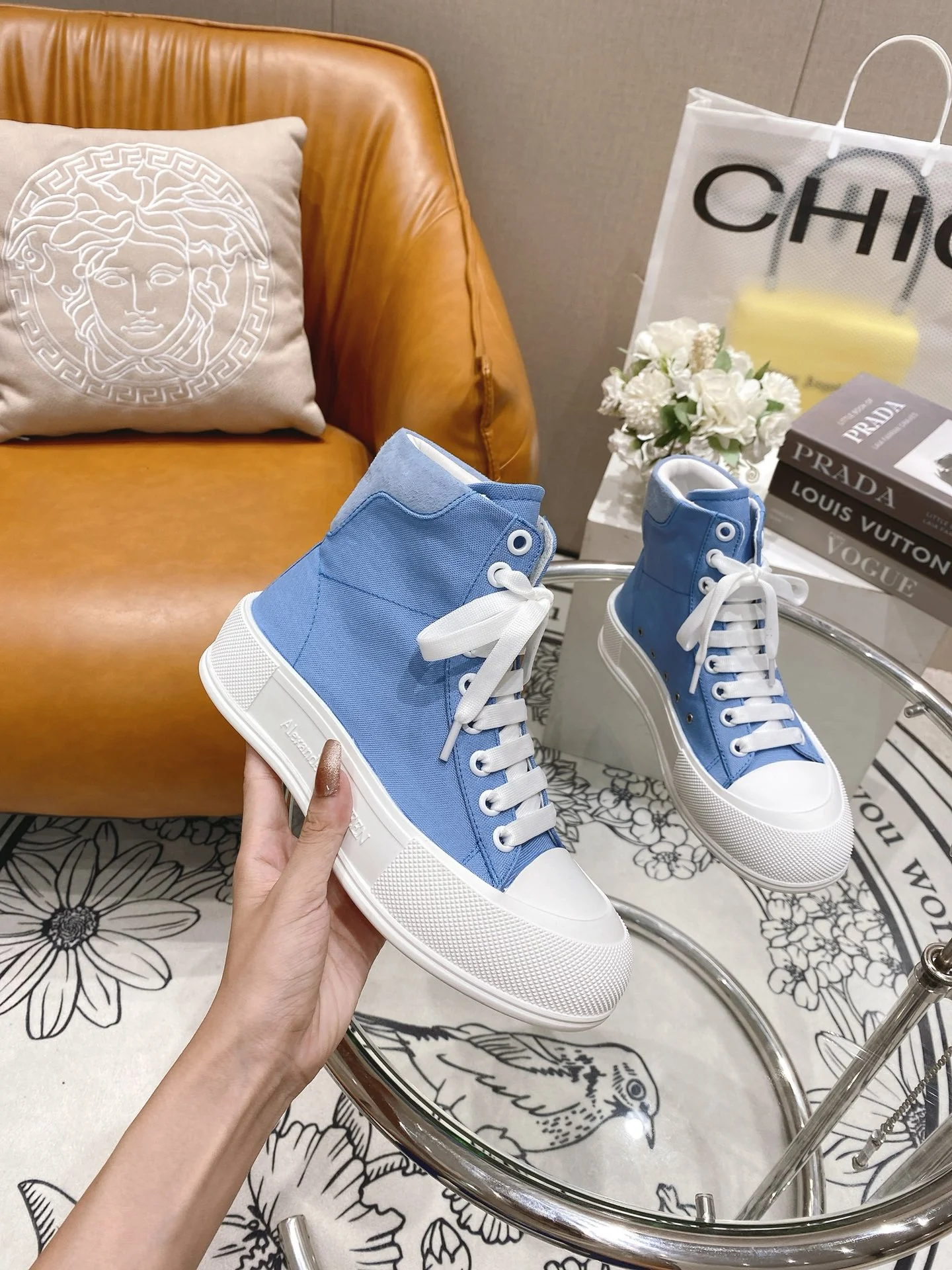 Кед на платформе McQueen - небесно-голубой