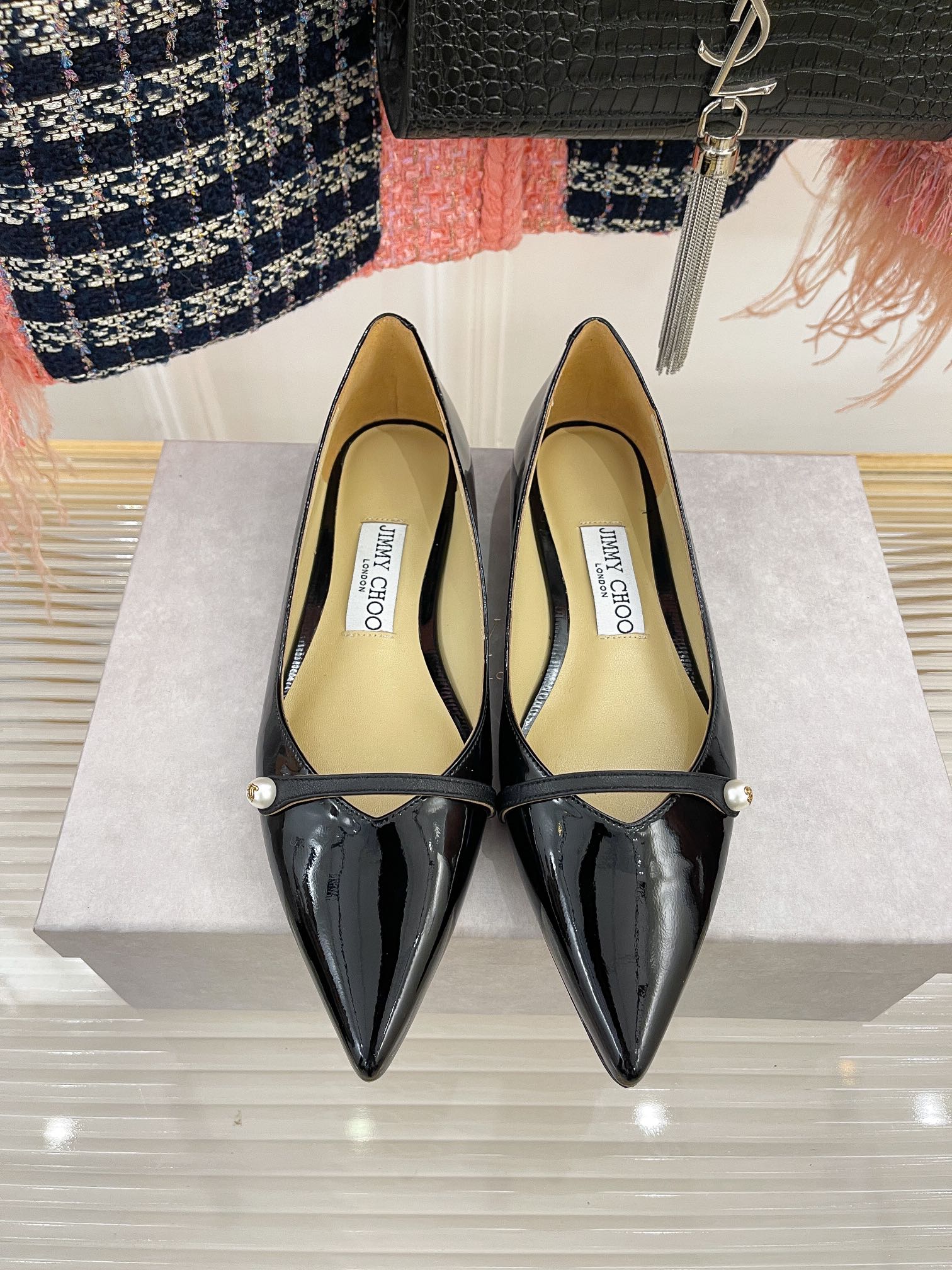 Классические жемчужные балетки Jimmy Classic - черные