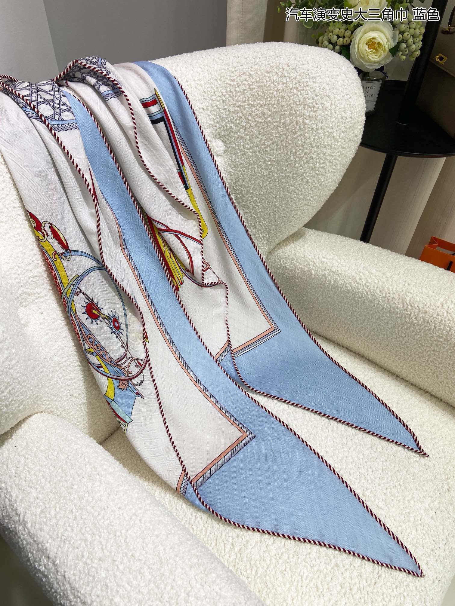 Hermes - Шарф ?Большой треугольник? с изображением истории эволюции автомобилей 2024 года - 94-188