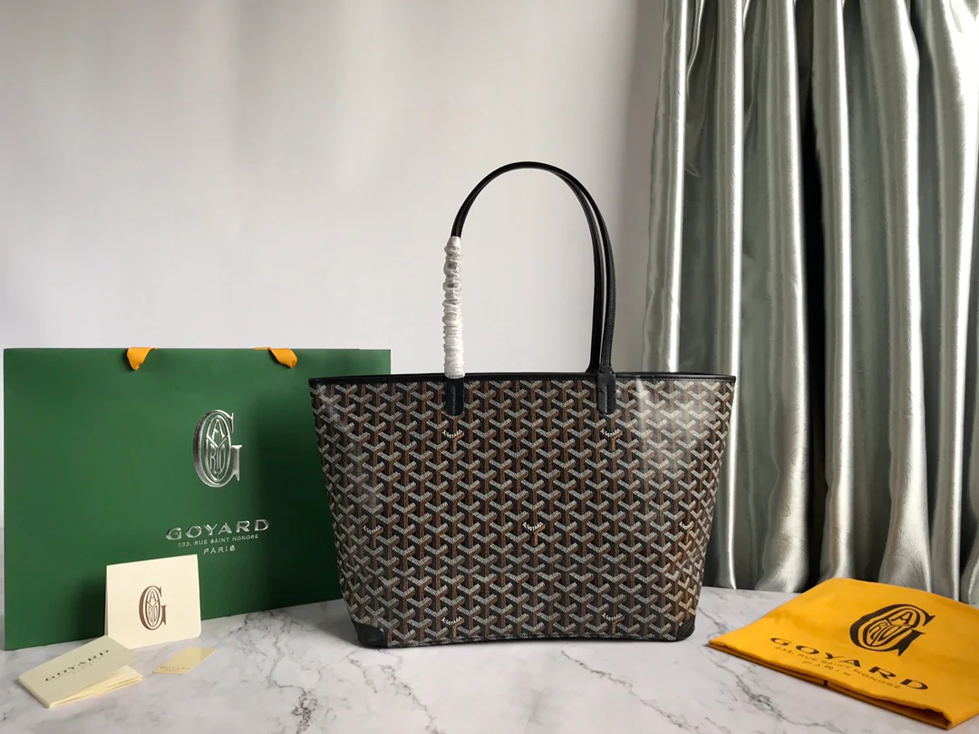Большая сумка-тоут Goyard на молнии - темно-коричневая.