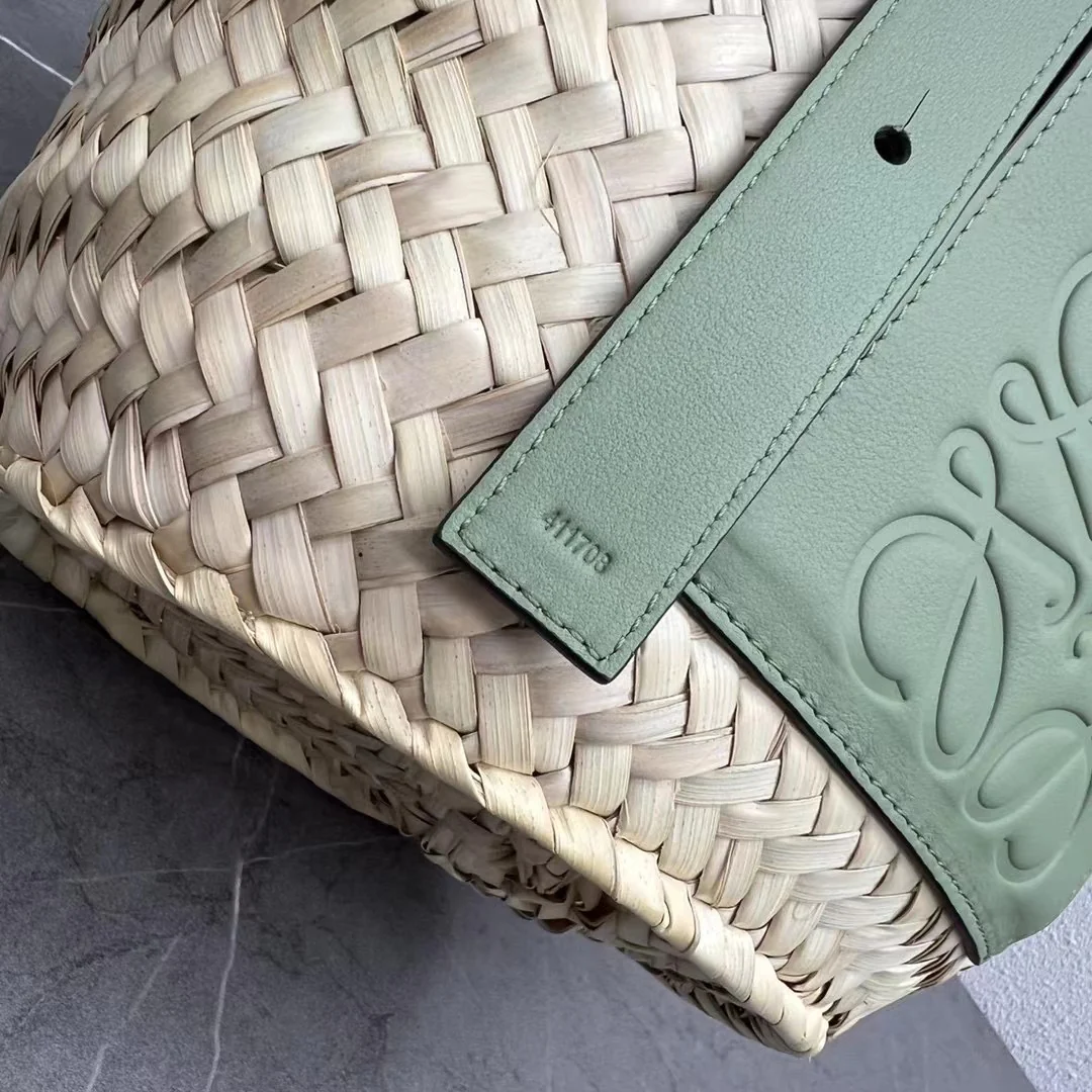 Соломенная сумка Loewe - 33 см - Маленькая - Зеленая