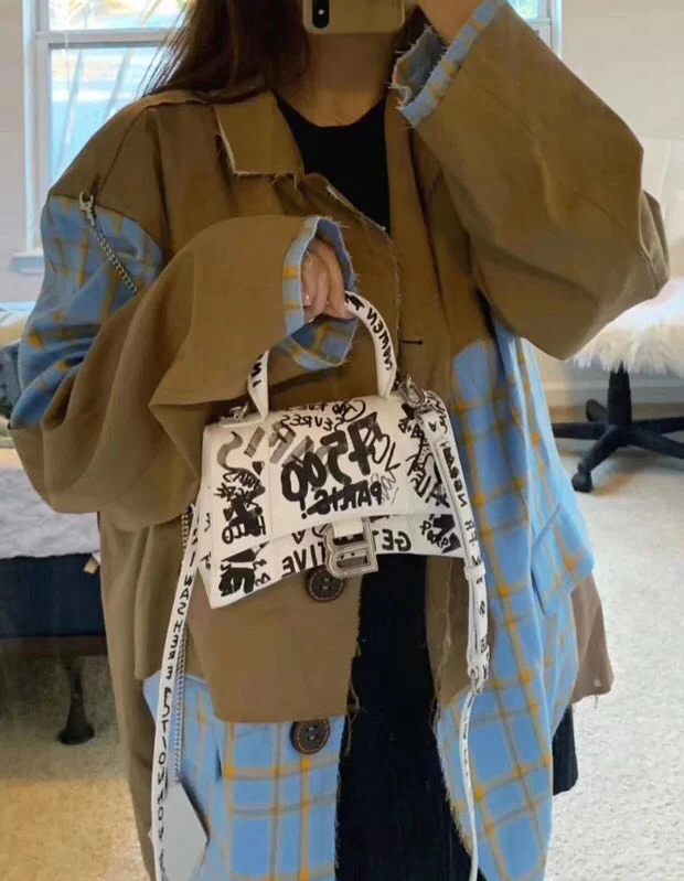 Сумка Balenciaga Hourglass - White Plain Graffiti