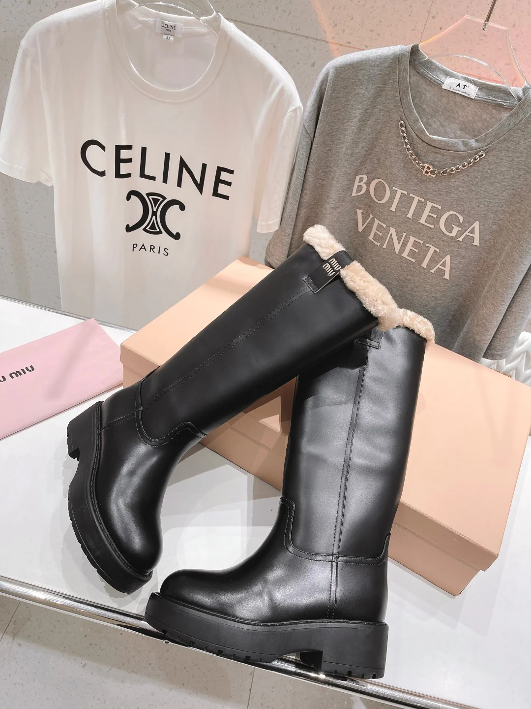 Ботинки на платформе Miu Miu 2024 - черные