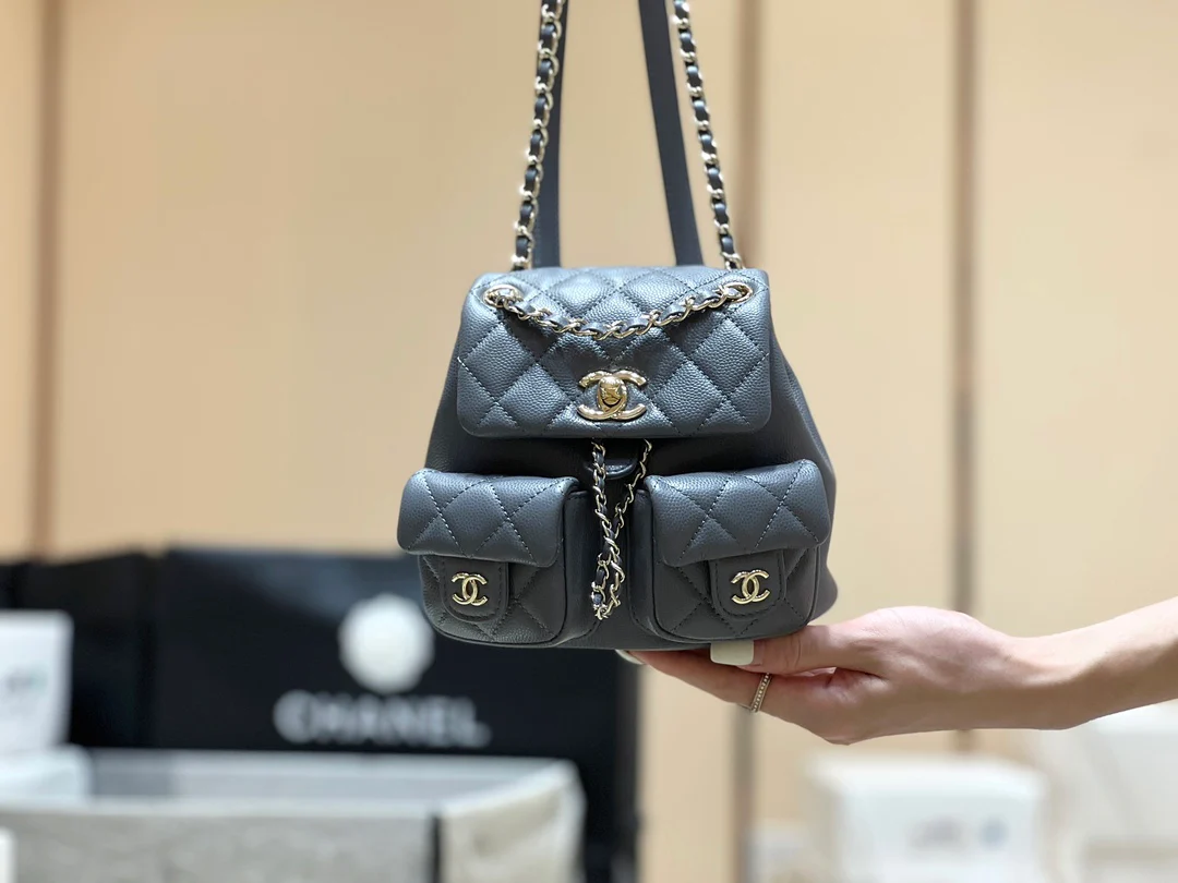 Рюкзак Chanel 24a-duma Frog, маленький, серый.