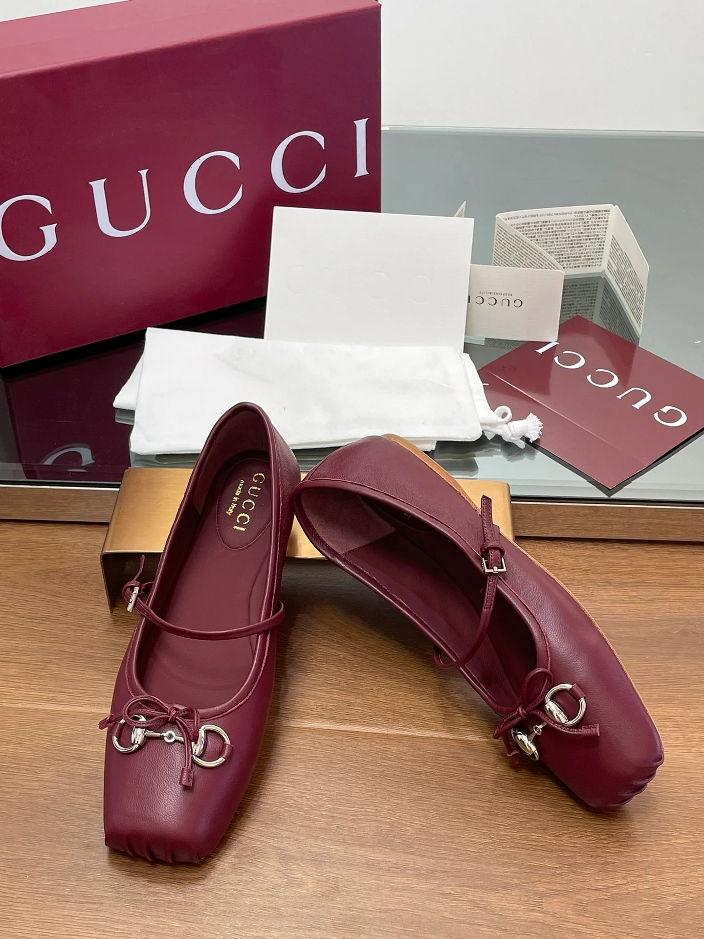 Туфли Gucci 2024 Barre - бордовые