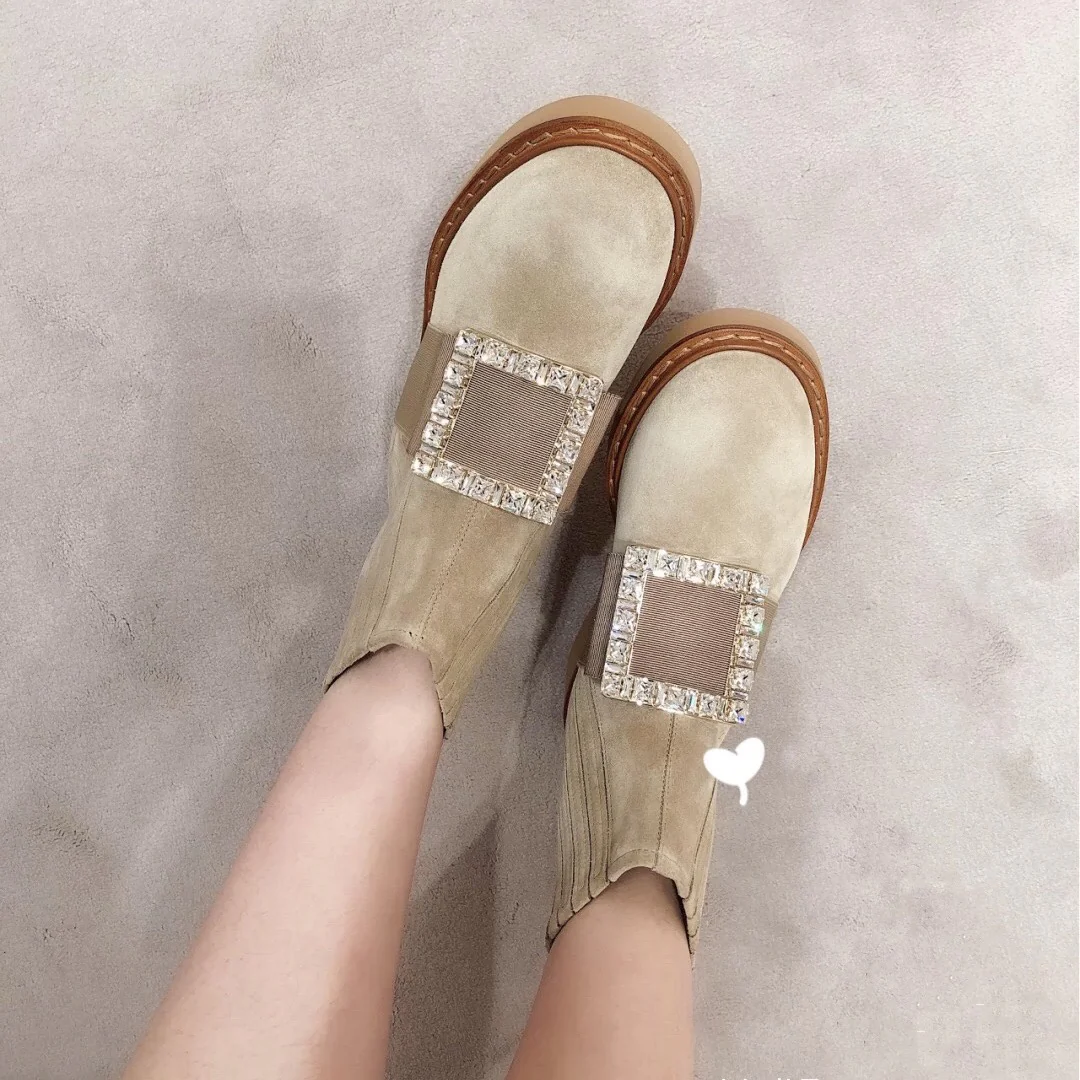 RV Shoes - 22ss - Ботильоны с пряжкой и стразами - Абрикосовый цвет