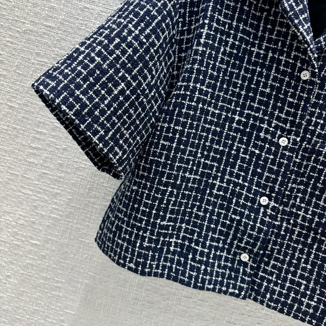 Miu Miu - 2404-24 Новинка ранней весны: твидовый костюм в сине-белую клетку