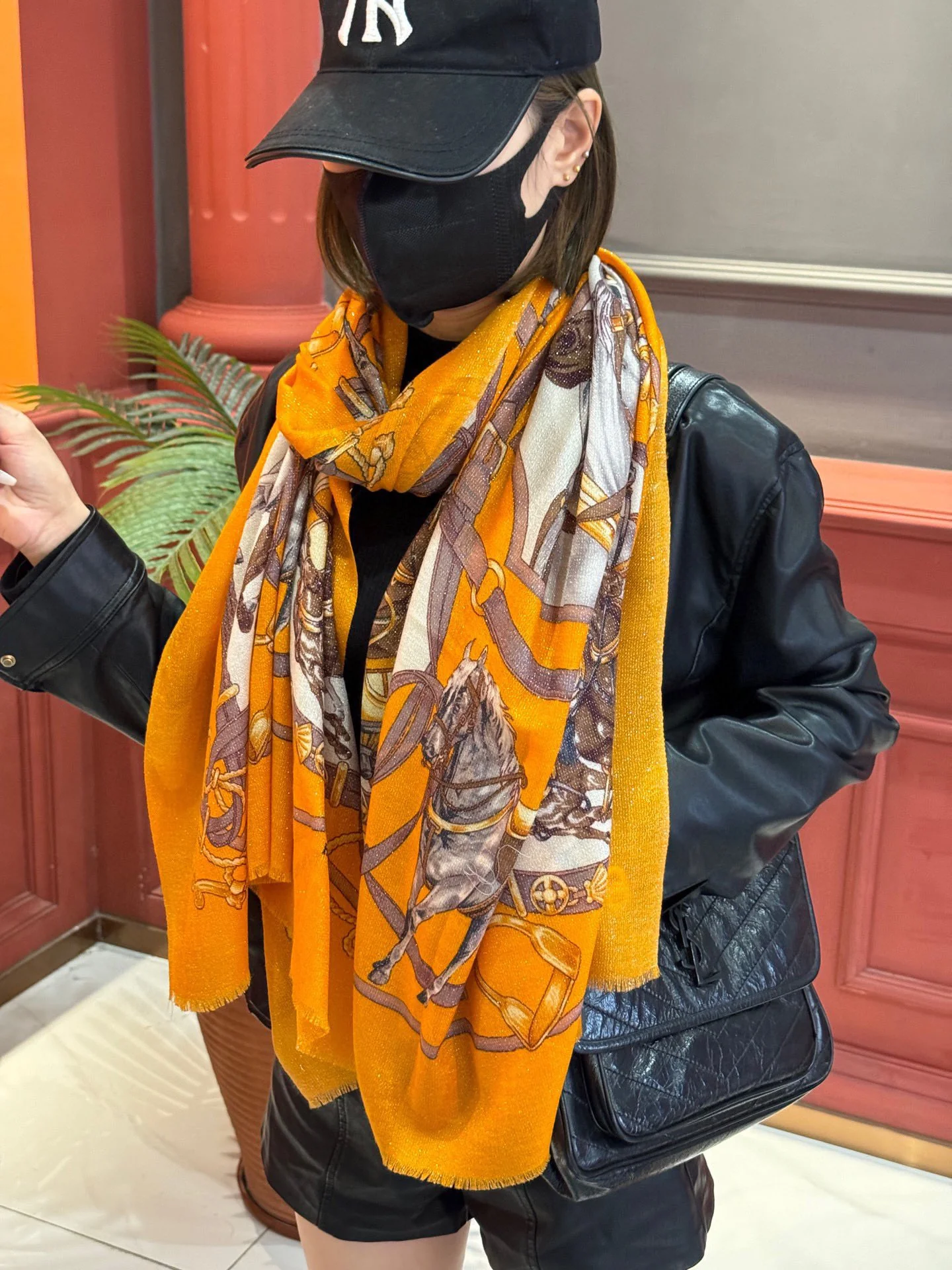 Длинный шарф Hermes Classic Gear 2024 - 110-200-Orange