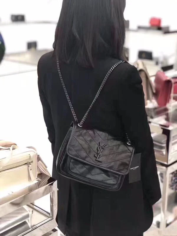 Сумка YSL Small Niki из кожи с черной пряжкой и промасленной кожей, с D-образным кольцом - 1 шт.