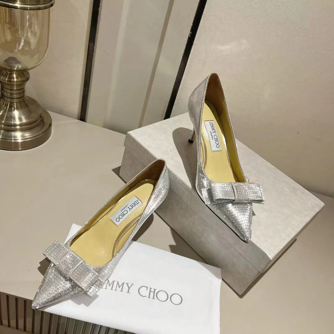 Туфли на высоком каблуке Jimmy Paris Window, изготовленные на заказ, с блестками, высота 6-5 см, серебристые.