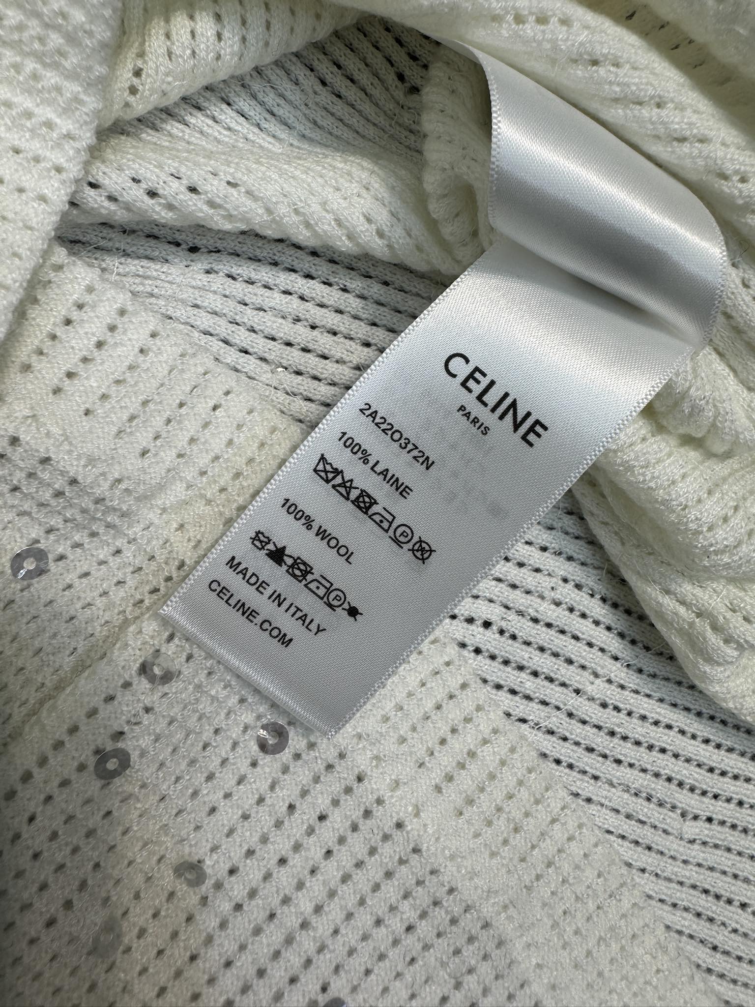 Вязаное платье-жилет Celine 2404 с пайетками - белое