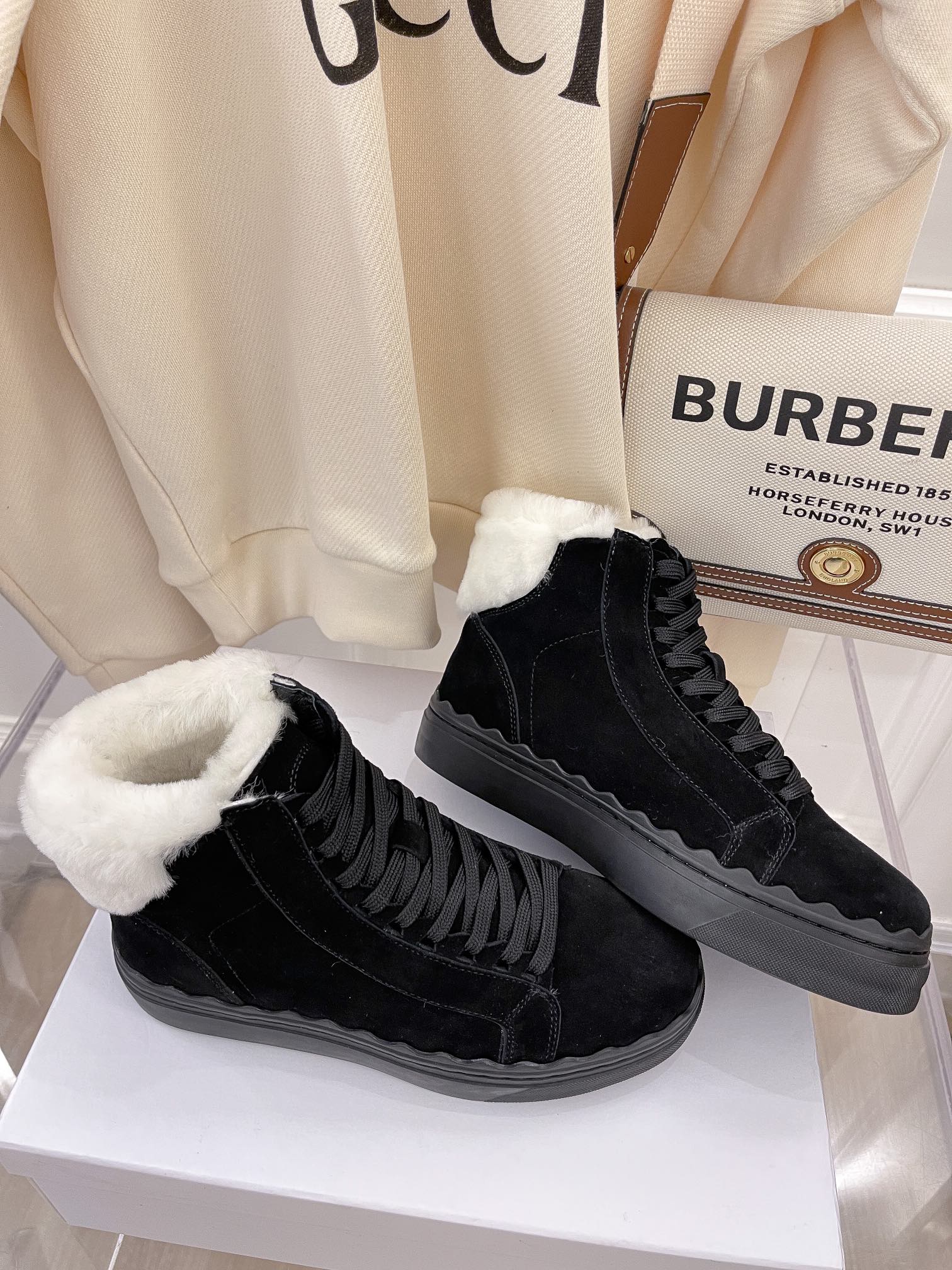 Туфли Chloe - Chloe - ботильоны на меховой подкладке - серые и черные