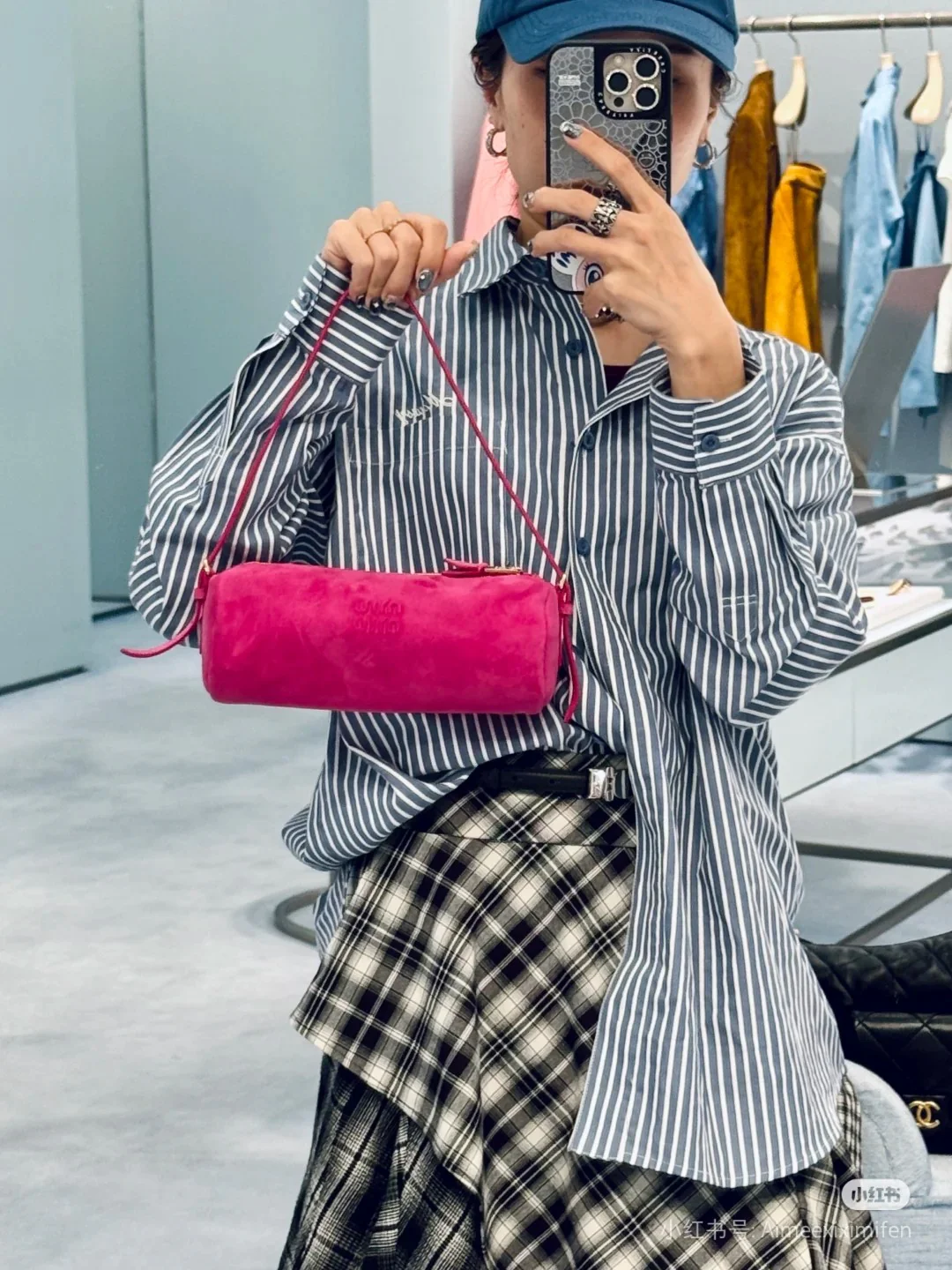 Маленькая цилиндрическая сумка Miu Miu 5ne851 - Замша - Персиково-розовый