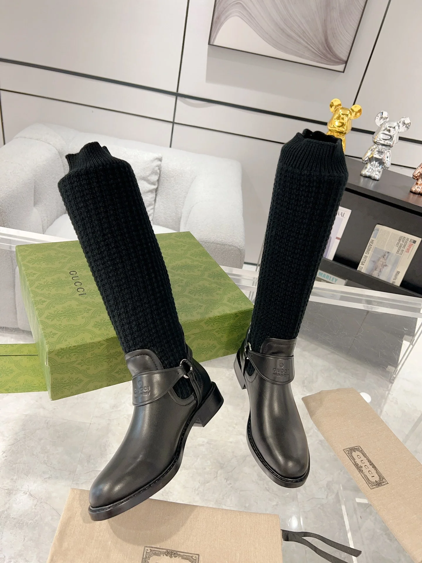 Gucci - Новинка сезона осень/зима 2023 - Шерстяные сапоги до колена