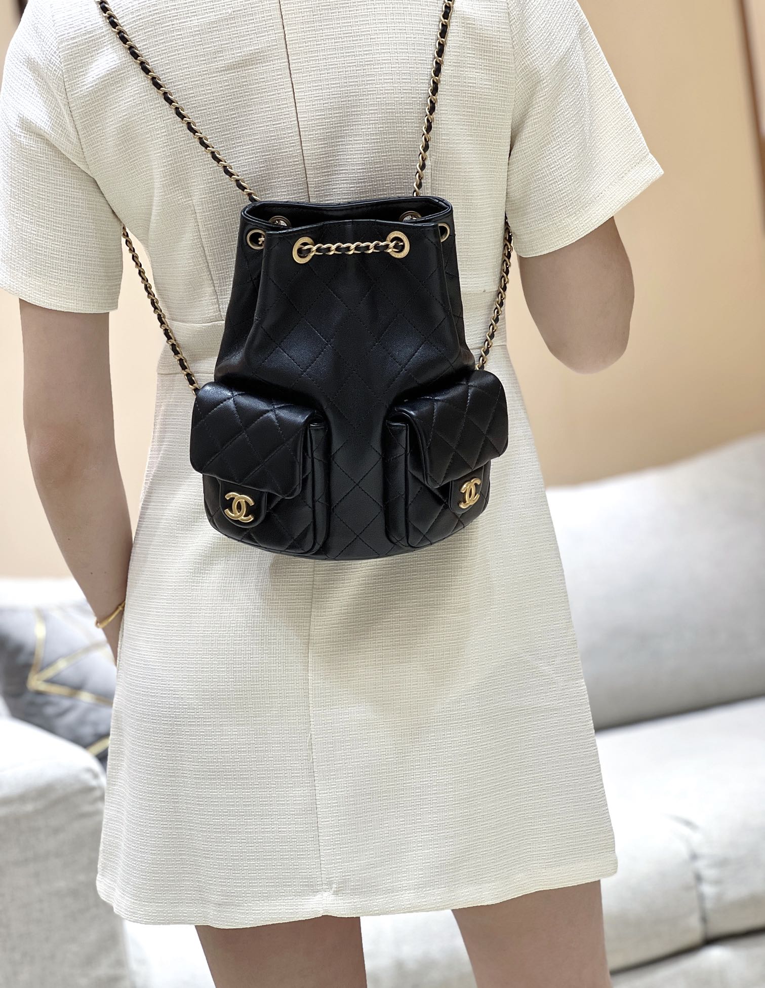 Chanel - Рюкзак с двумя карманами - Черный