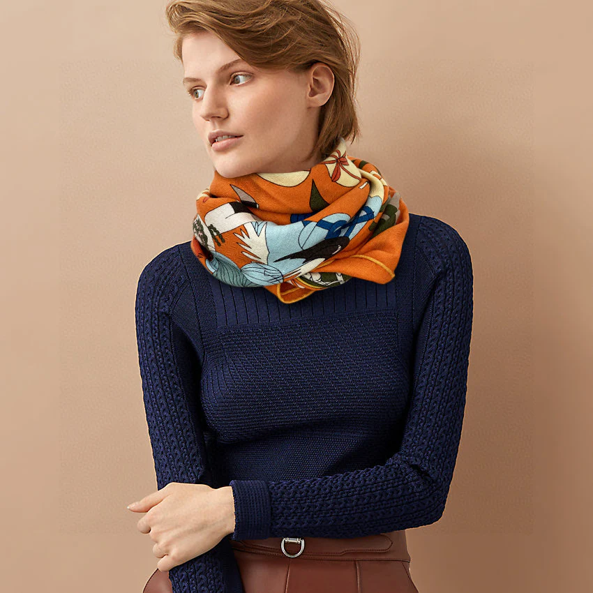 Маскарадный платок Hermes - 140 см - 70% кашемир - 30% шелк - 1 шт.