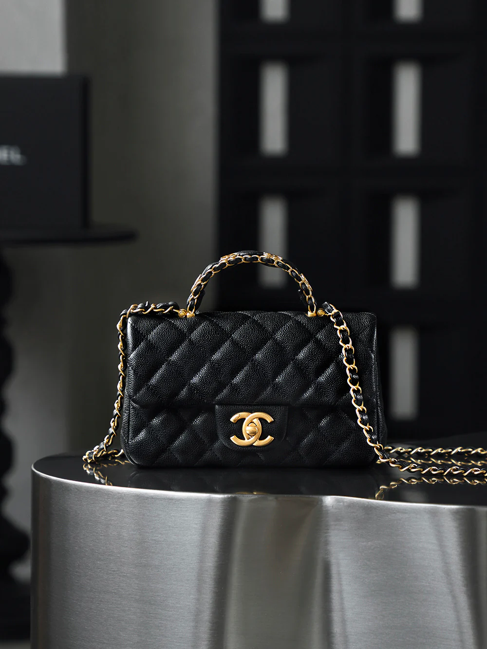 Ручка Chanel 25b CF, мини-размер, золотая пряжка