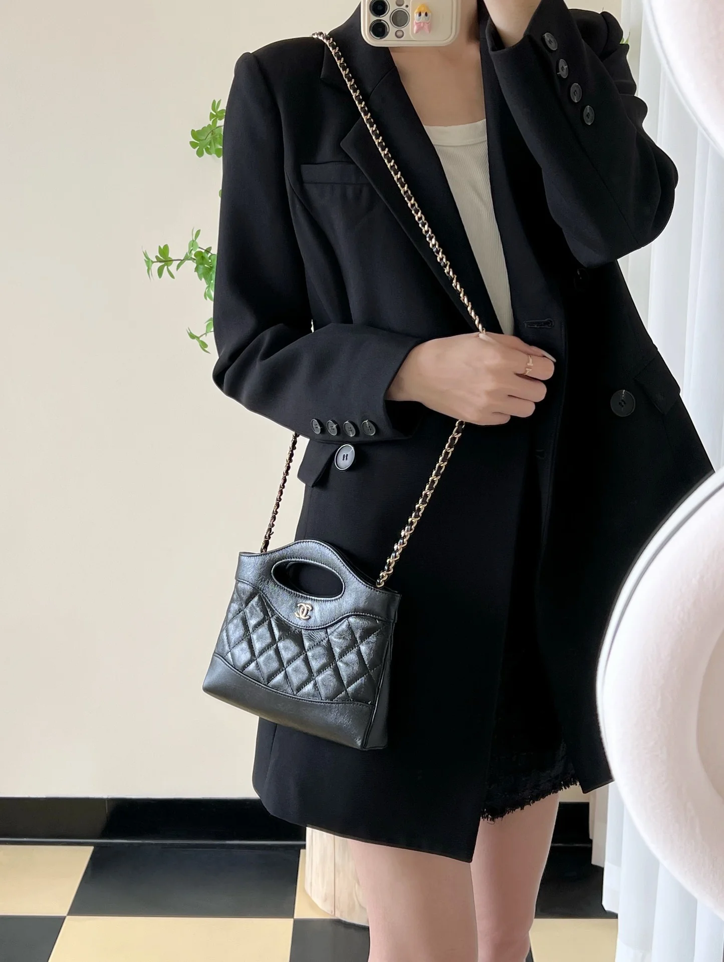 Сумка Chanel Nano 31 - Миниатюрная горизонтальная версия - Черная