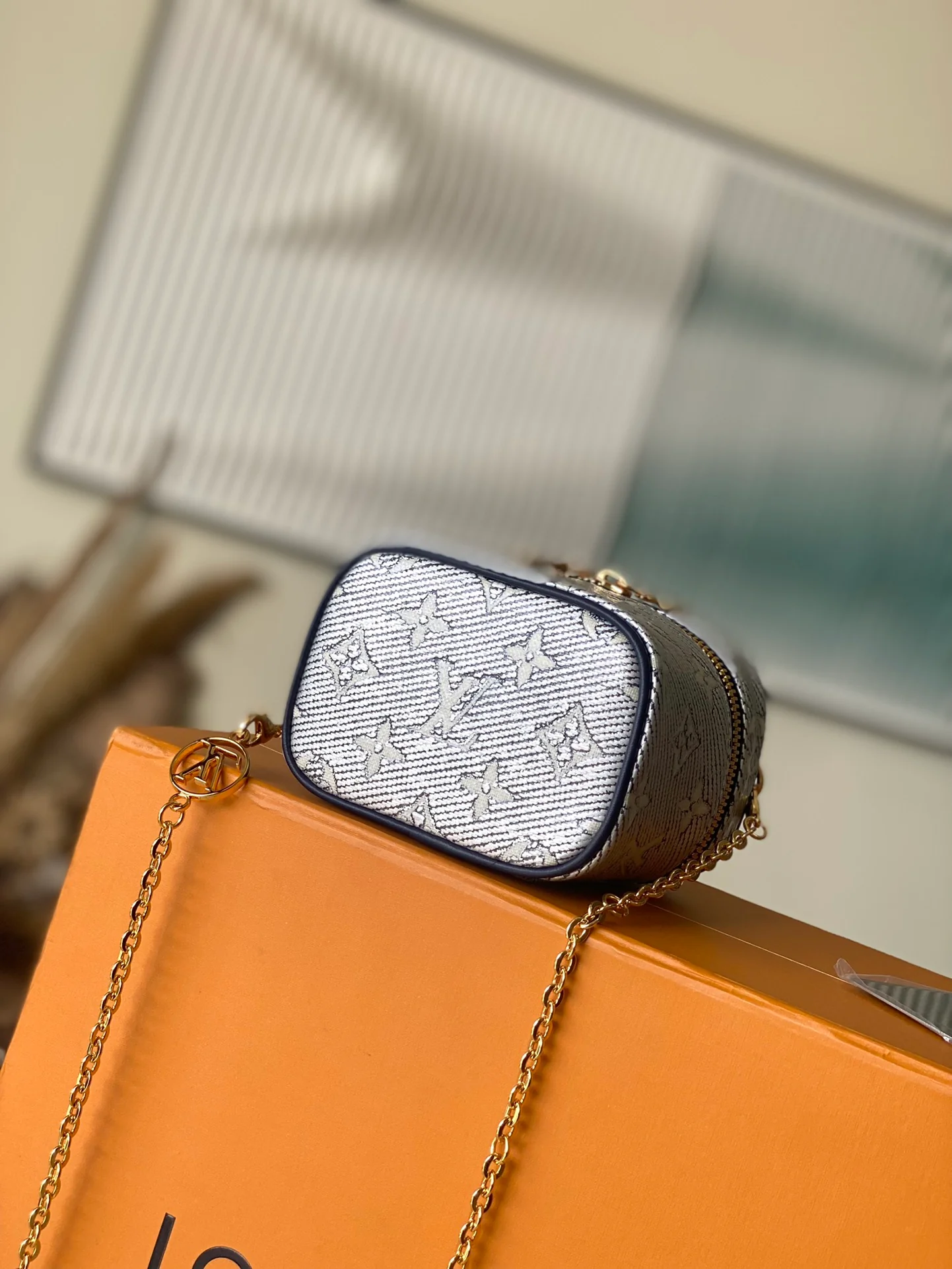 m82467-LV-микро-сумочка для туалетного столика, золотисто-синяя