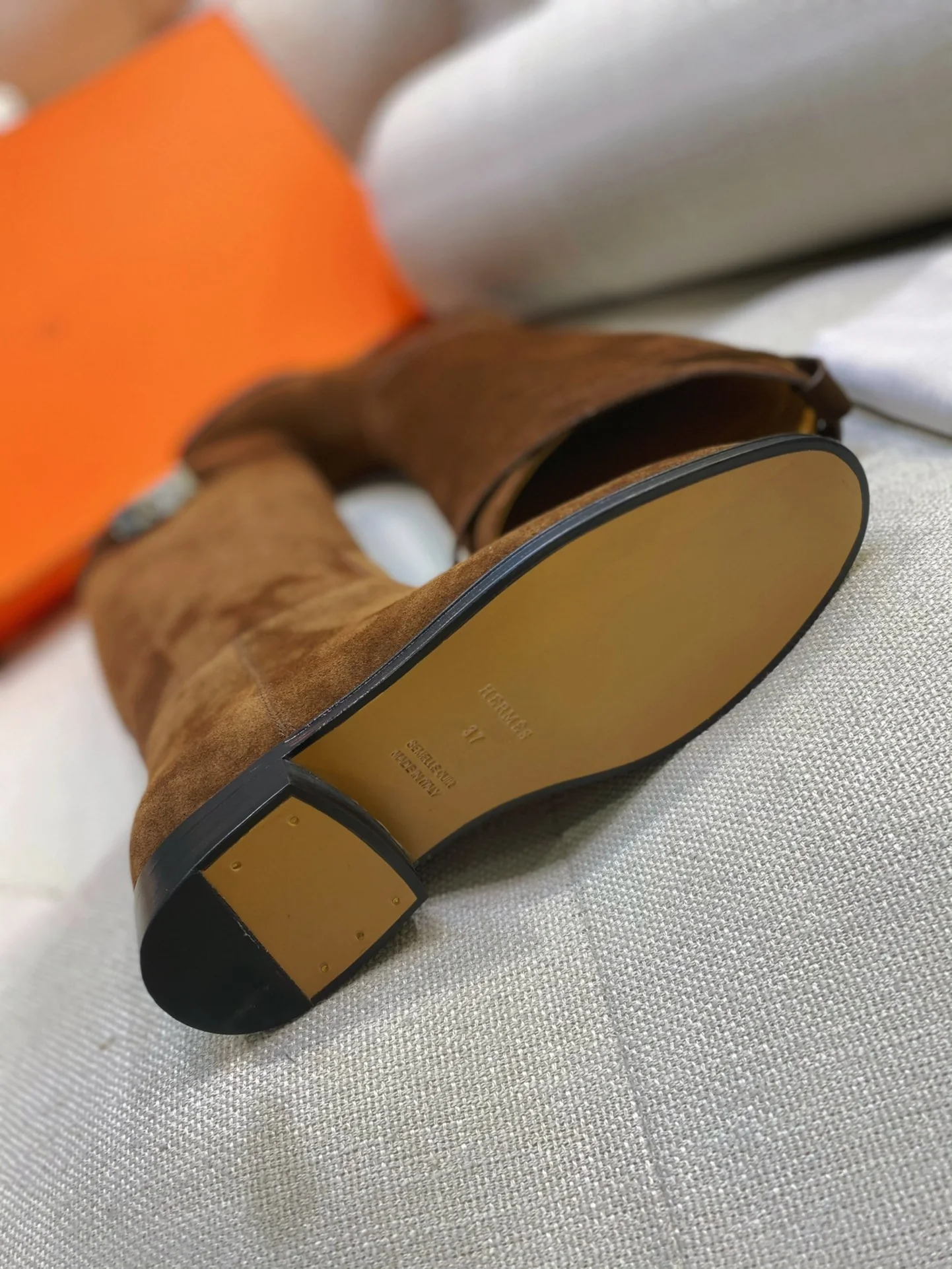 Высокие сапоги Hermes 2024 - Кофейно-коричневый