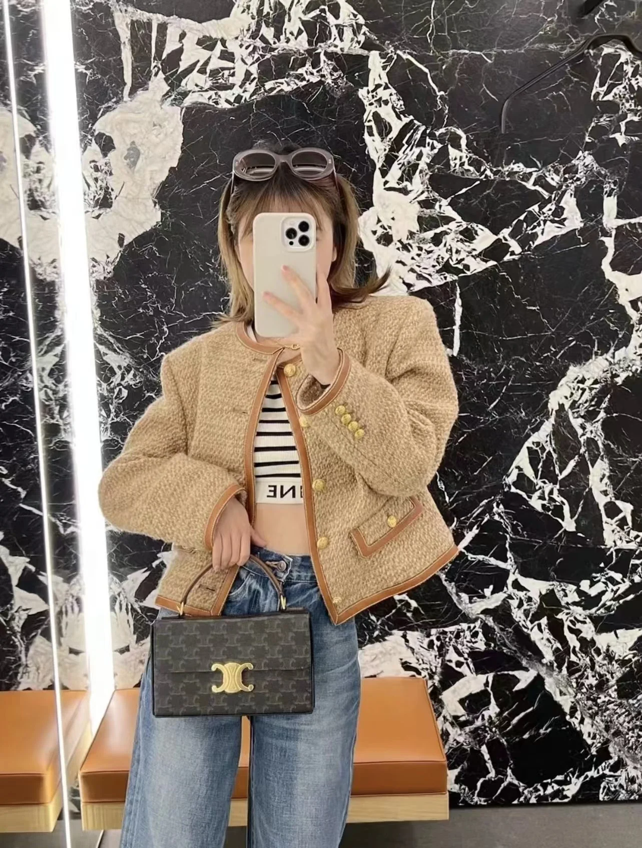 Сумка Celine Box Triomphe - Monogram, коричневая.