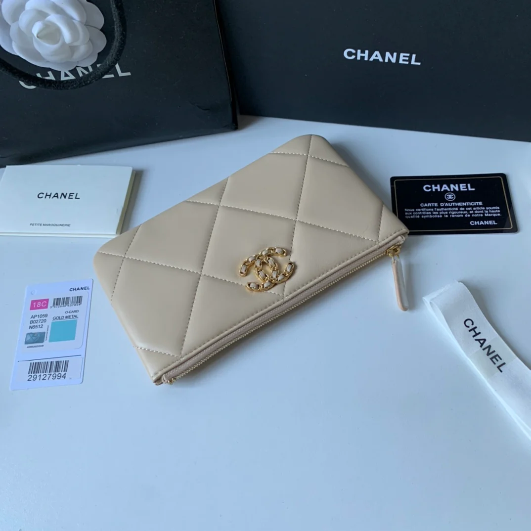 Кошелек для монет Chanel из овечьей кожи в клетку, серия 19 - 1 шт.