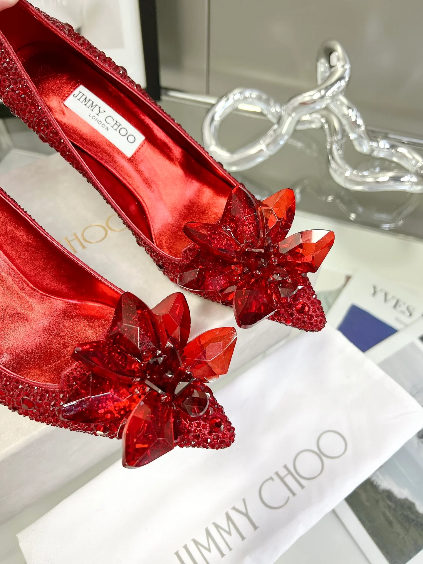 Свадебные туфли Jimmy Crystal - на высоком каблуке - красные
