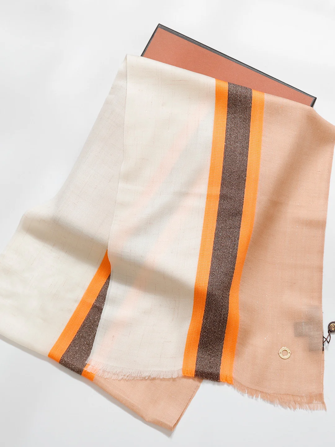 Ультратонкий шерстяной шарф Loro Piana с цветовыми блоками - превосходный блеск - 30 см - 180 см - 4 см