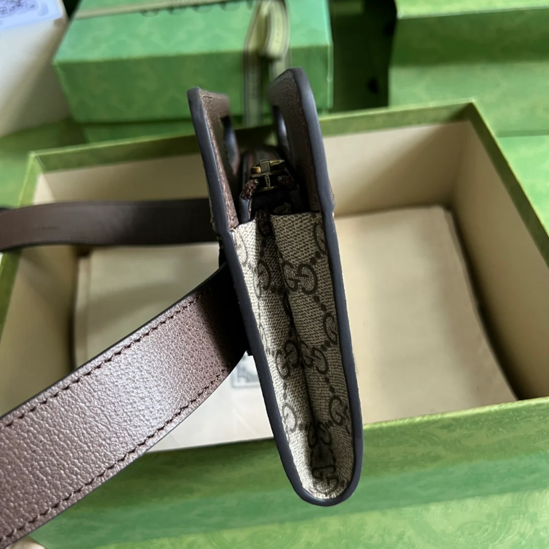 Мини-сумка Gucci Ophidia через плечо - 22 см (5х14х2,5 см) - Коричневая