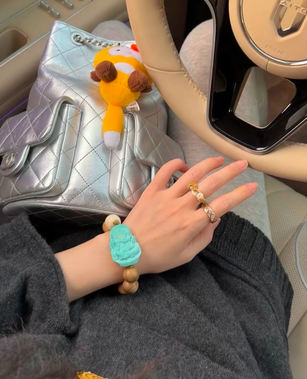 Рюкзак Chanel 25c на завязках - серебристый