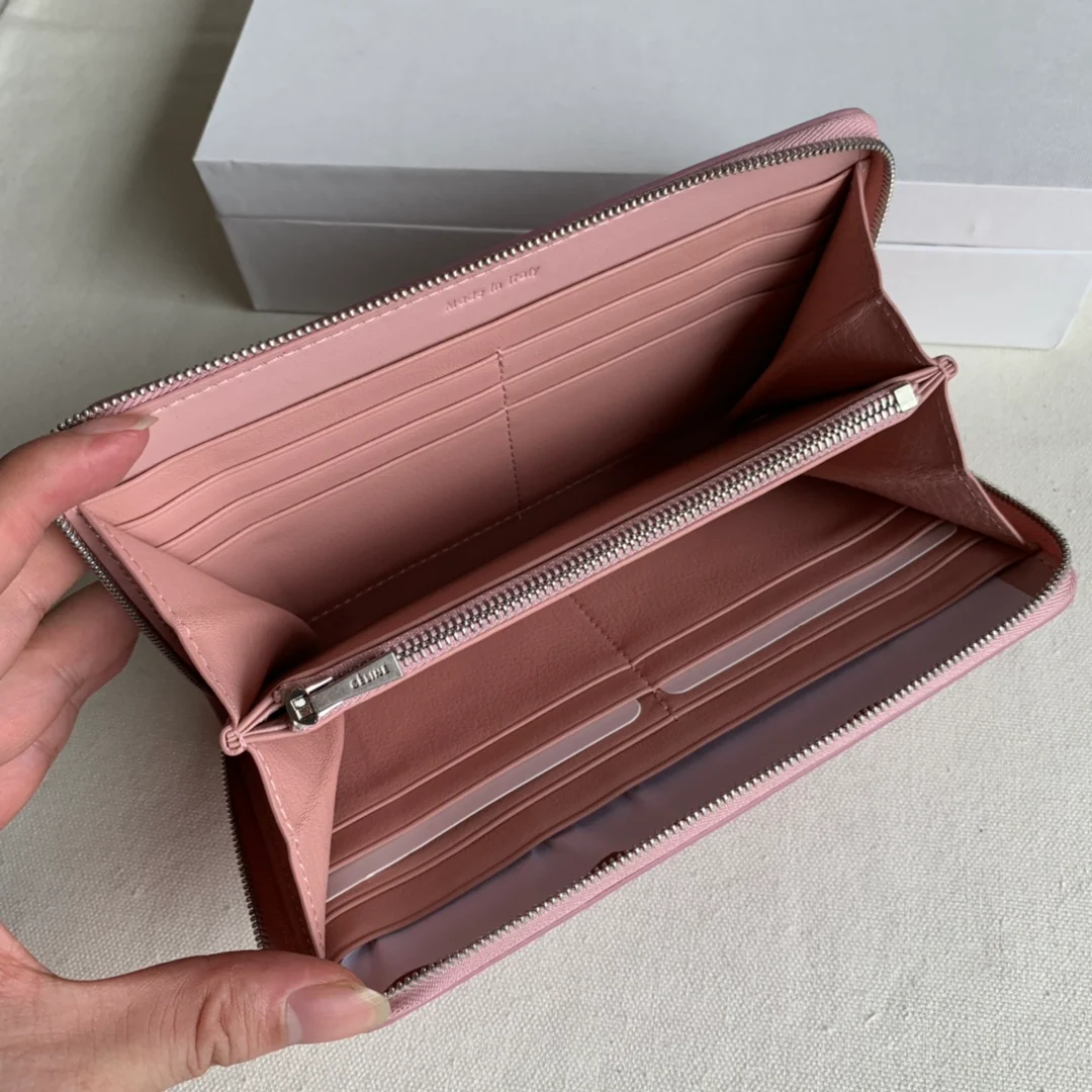 Кошелек Celine с длинной молнией - розовый узор 