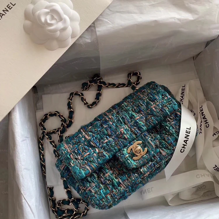 Плетеная сумка Chanel CF - темно-синяя