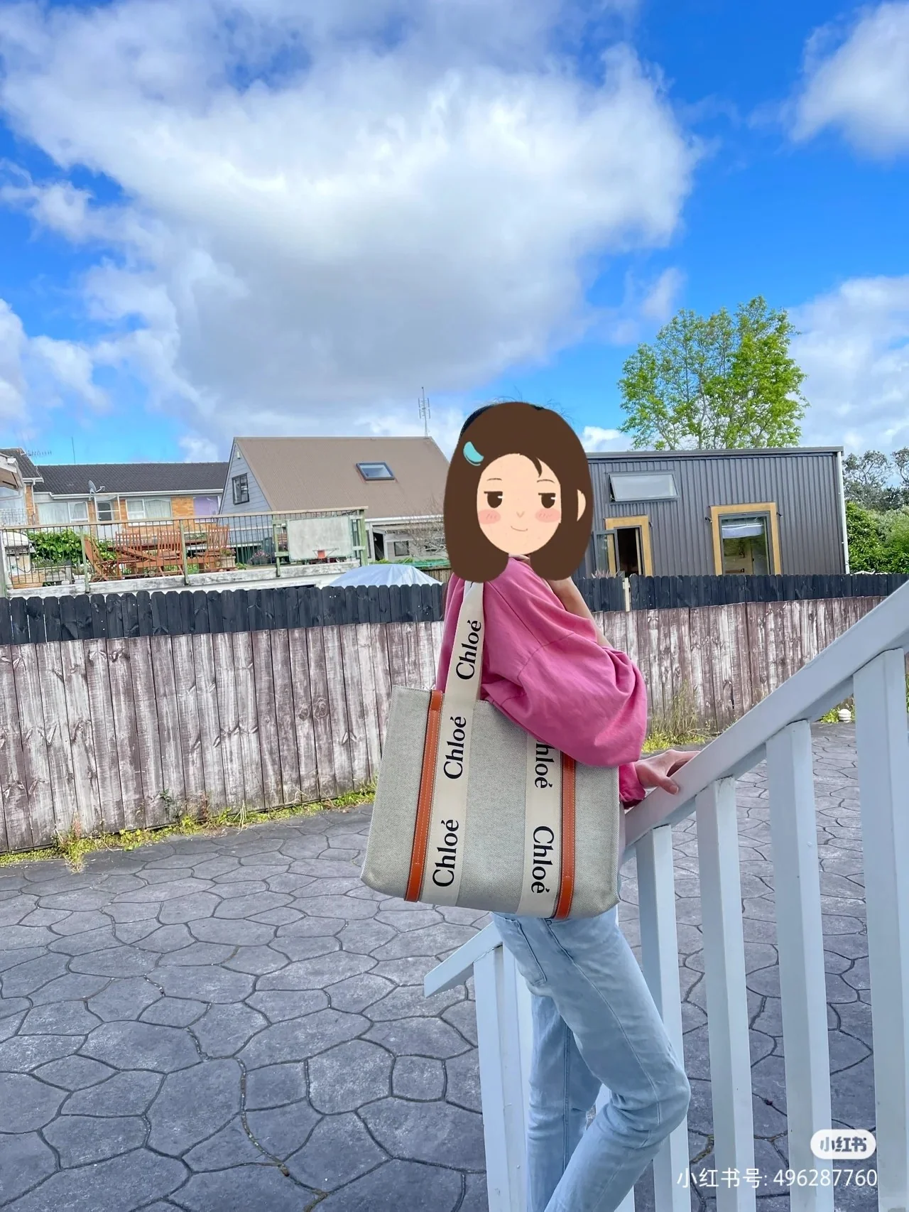 Сумка-тоут Chloe Woody - оранжевая - средний размер