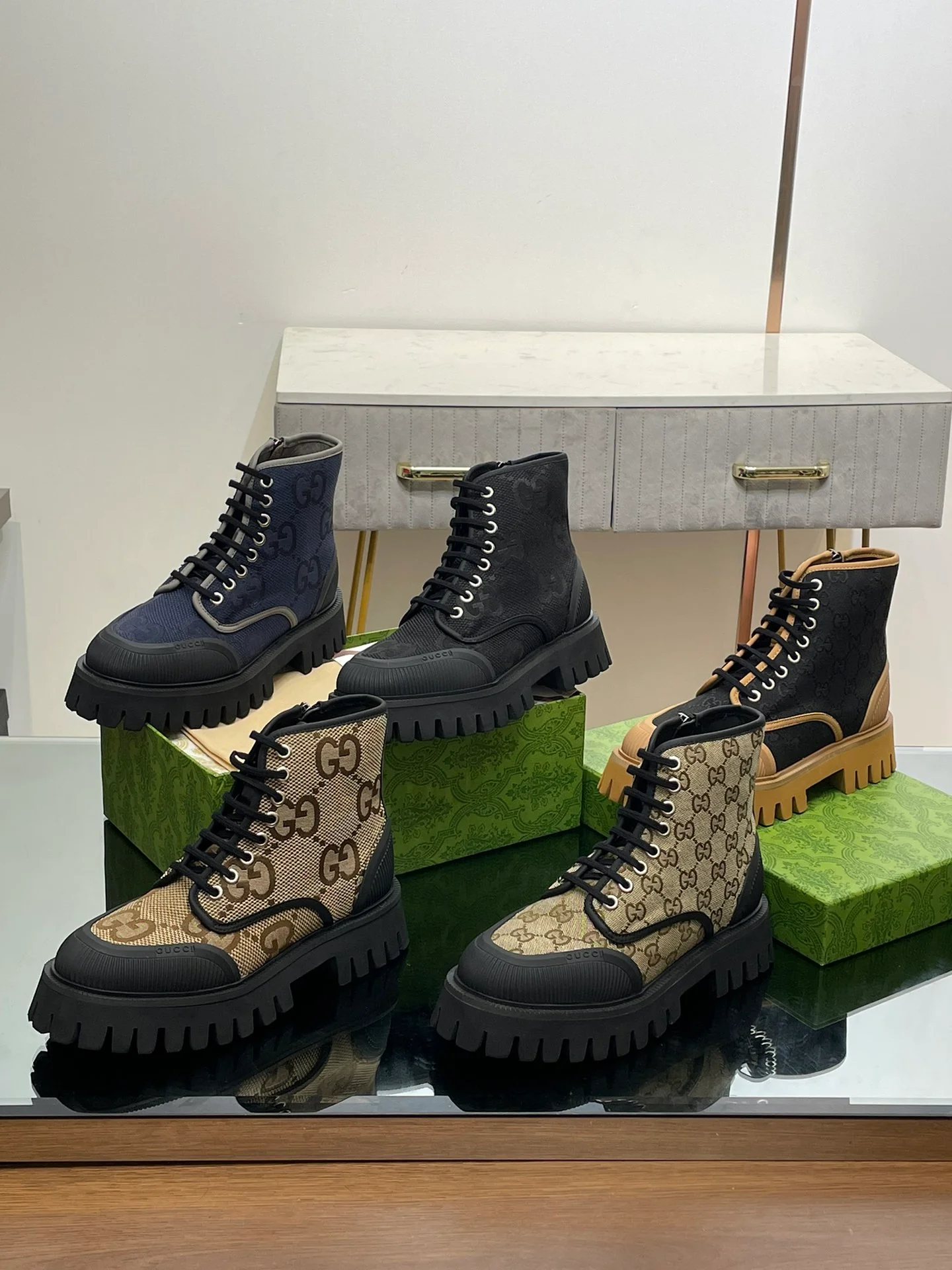 Высокие кроссовки на платформе Gucci - унисекс - черные