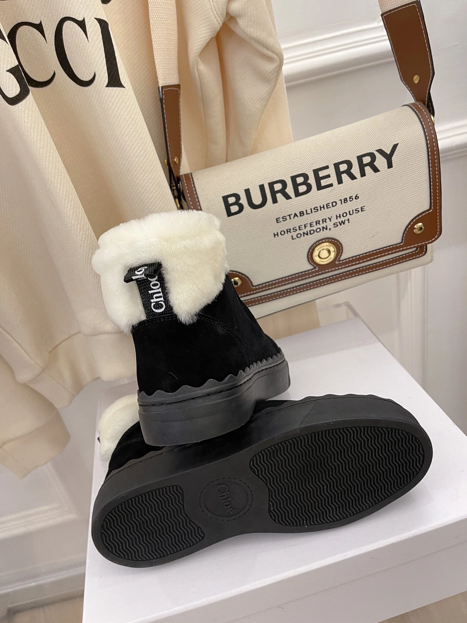 Туфли Chloe - Chloe - ботильоны на меховой подкладке - серые и черные