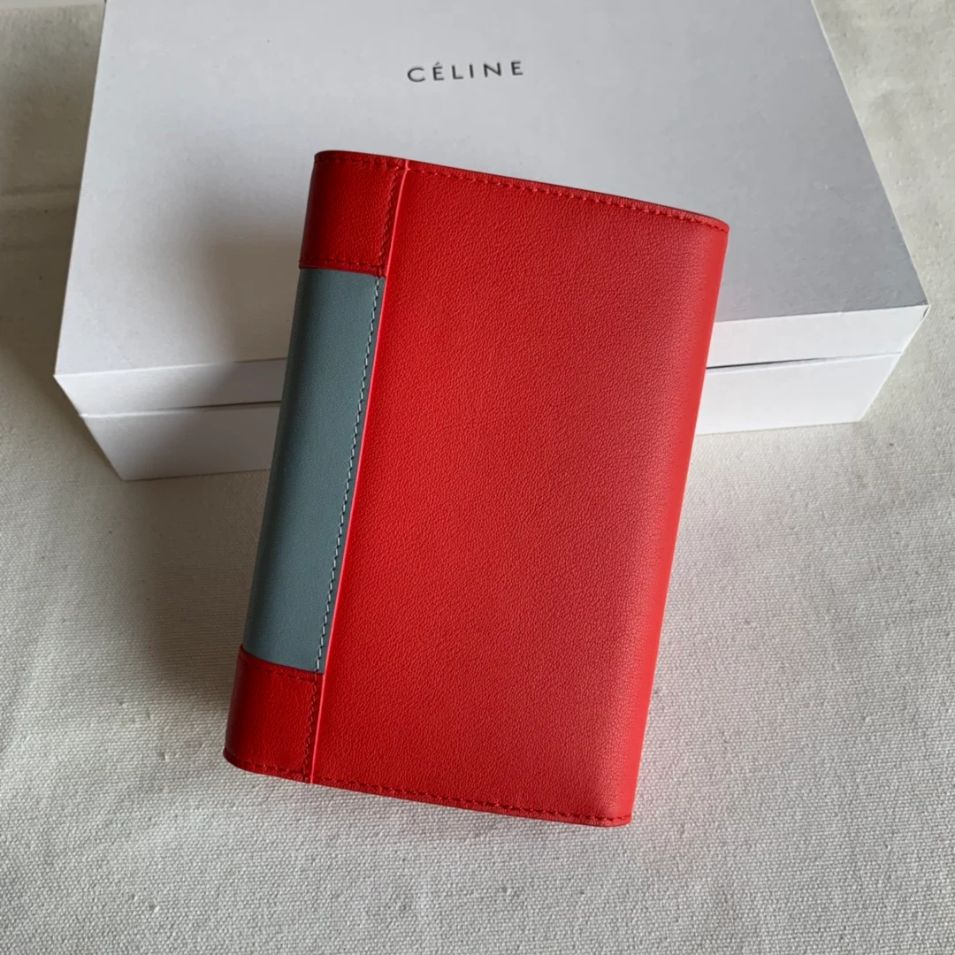 Celine Tri-fold Fold-in-the-Middle - Watermelon Red and Light Blue