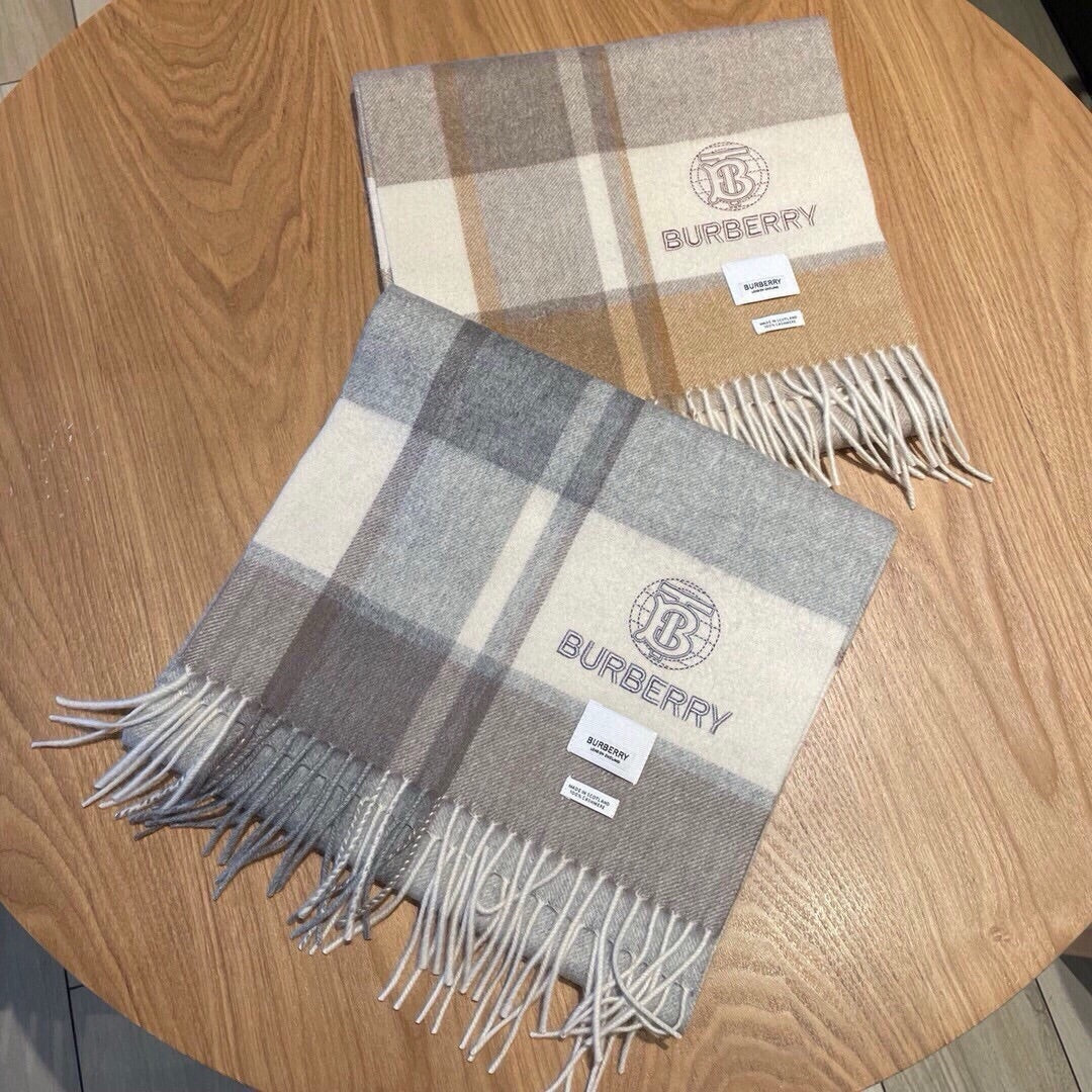 Классический клетчатый шарф Burberry 2024 — серый — 1 шт.