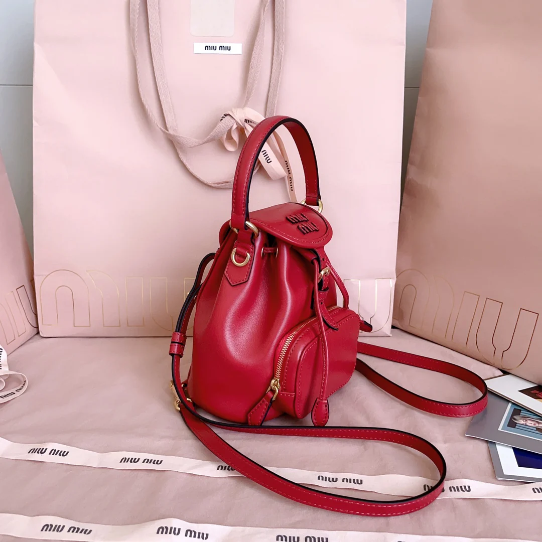 Рюкзак Miu Miu-5bz045 в стиле преппи, мини, красный.