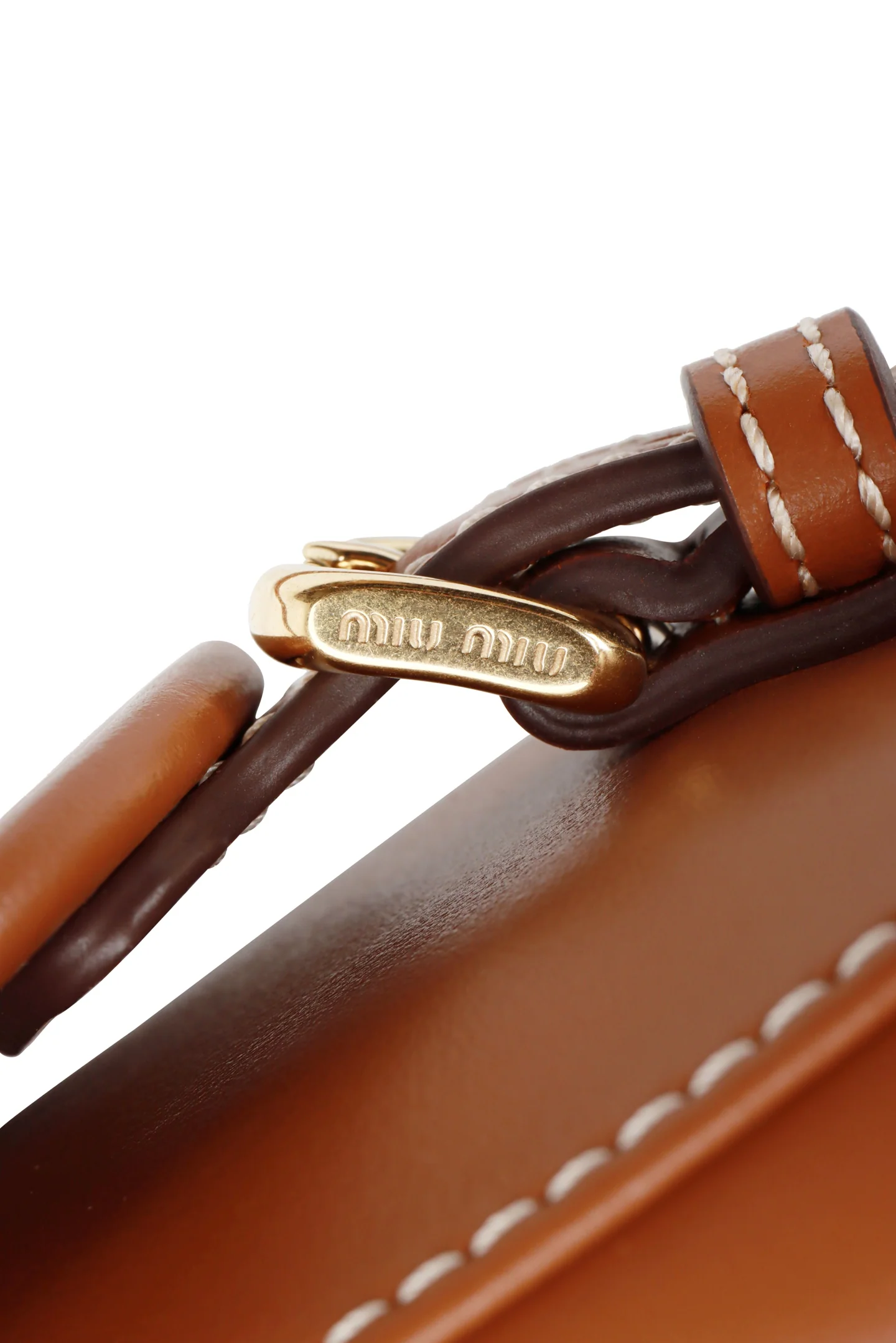 Рюкзак Miu Miu из канваса и кожи, маленький, коньячный.